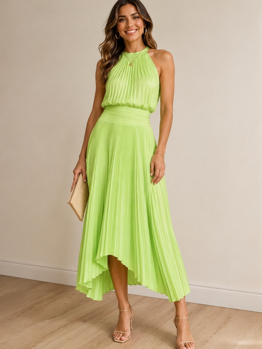 JOIE pleated high neck dress
